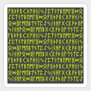 Green nordic runes pattern Magnet